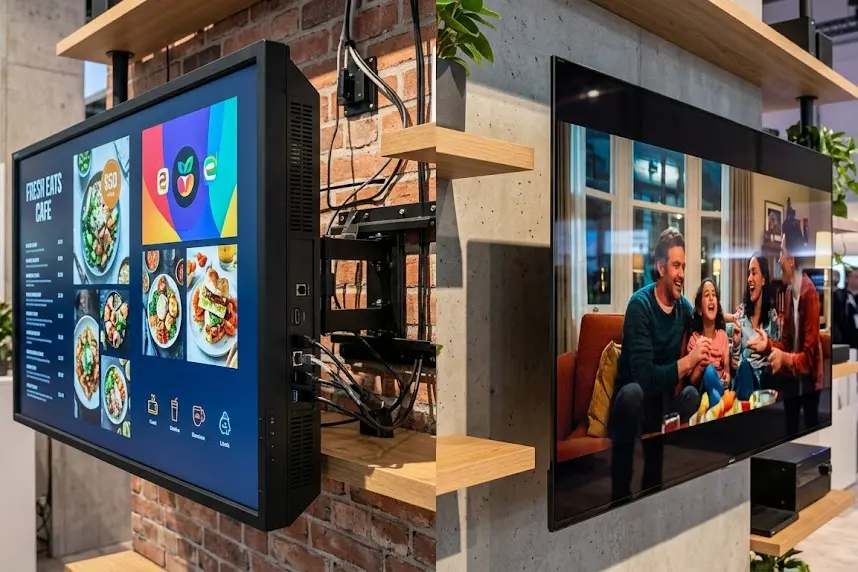 Pantalla comercial vs TV de consumo: diferenzas clave, custos reais e como el...