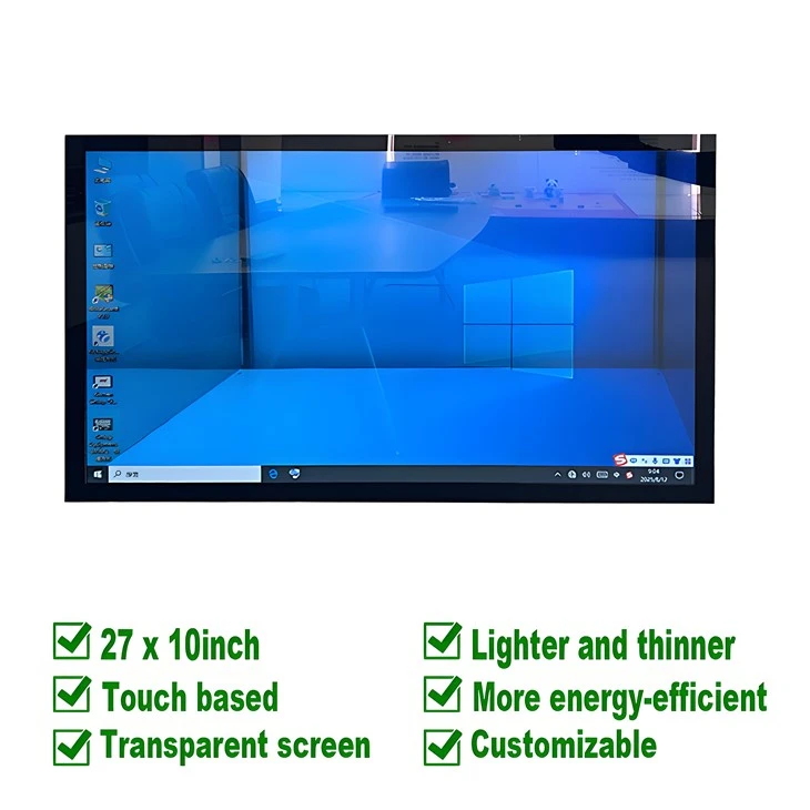 Pantalla táctil transparente de 27 x 10